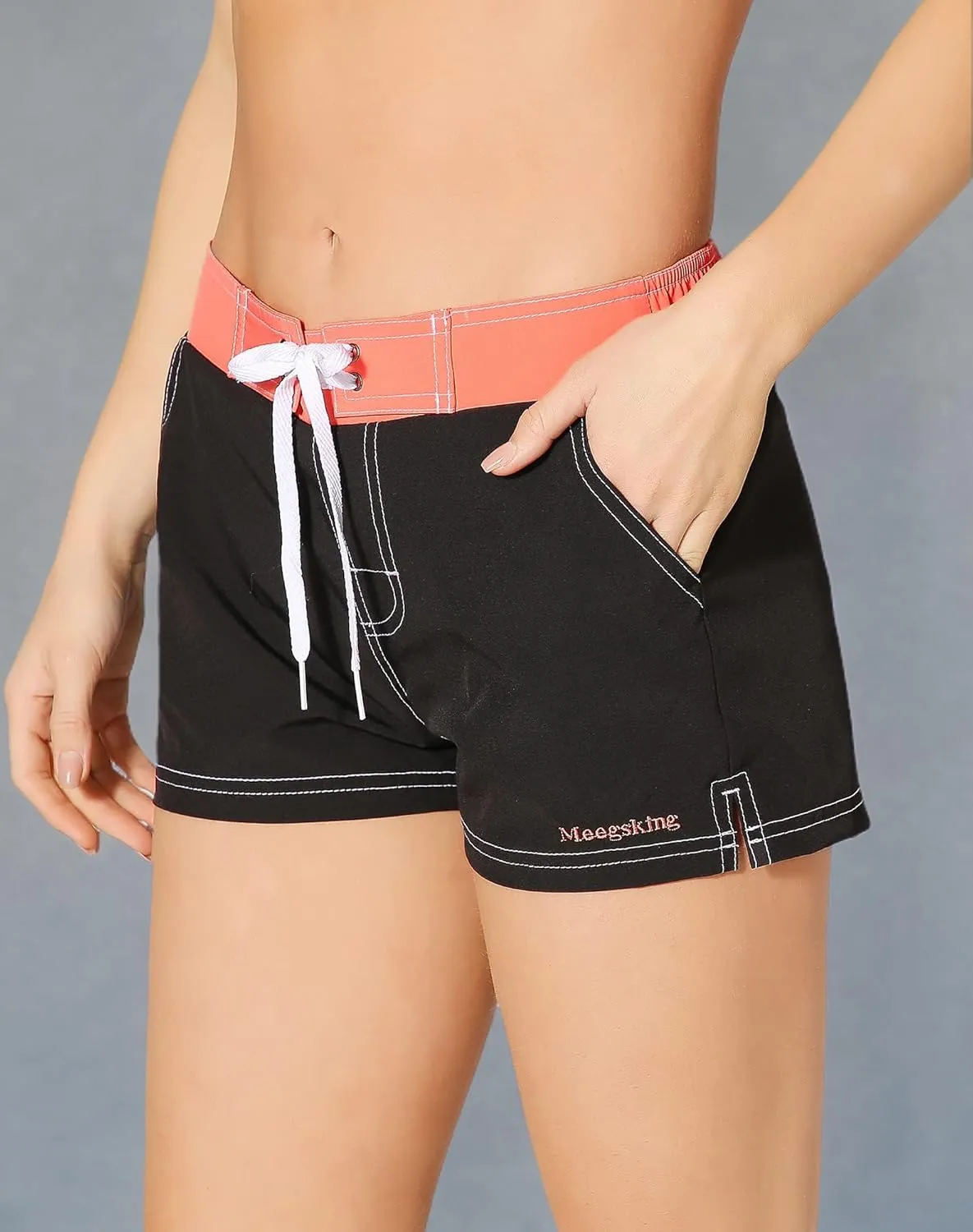 Women Quick Dry Swimwear Trunks Sports Board Shorts with Soft Briefs Inner Lining