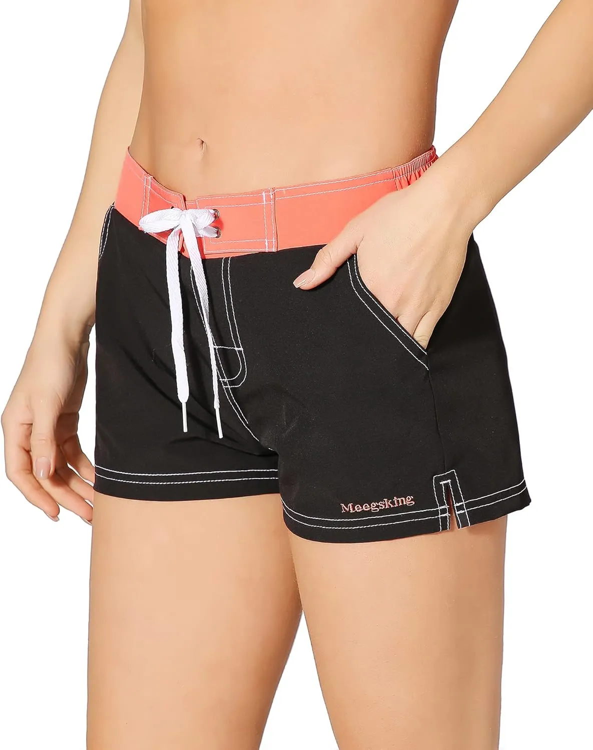Women Quick Dry Swimwear Trunks Sports Board Shorts with Soft Briefs Inner Lining