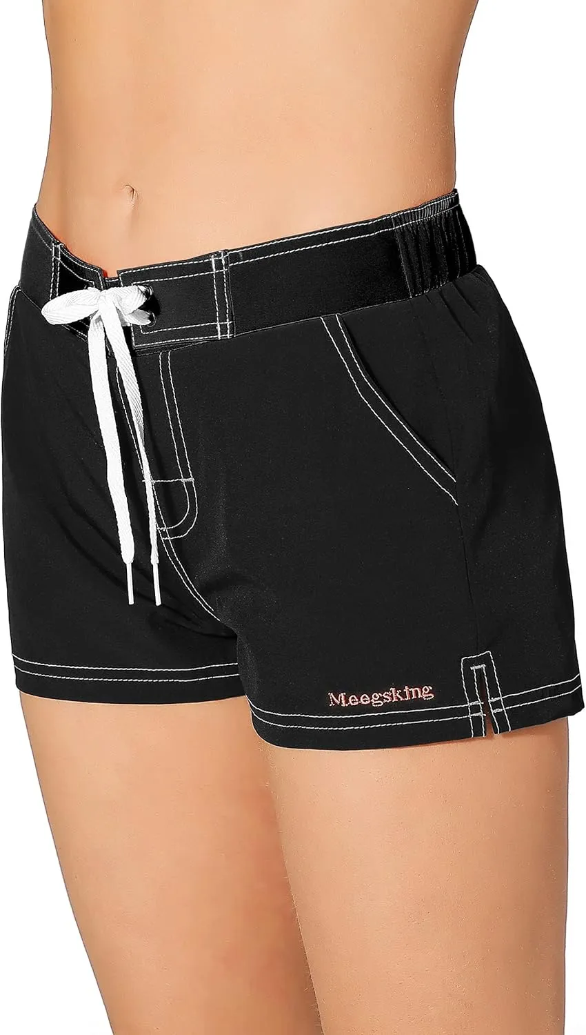 Women Quick Dry Swimwear Trunks Sports Board Shorts with Soft Briefs Inner Lining