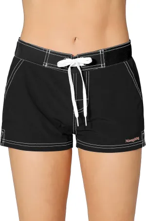 Women Quick Dry Swimwear Trunks Sports Board Shorts with Soft Briefs Inner Lining