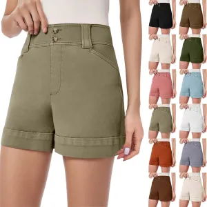 Women Stretch Twill Shorts Summer Stretchy Jean Shorts Casual Chino Shorts High Waist Denim Shorts Bermuda Shorts