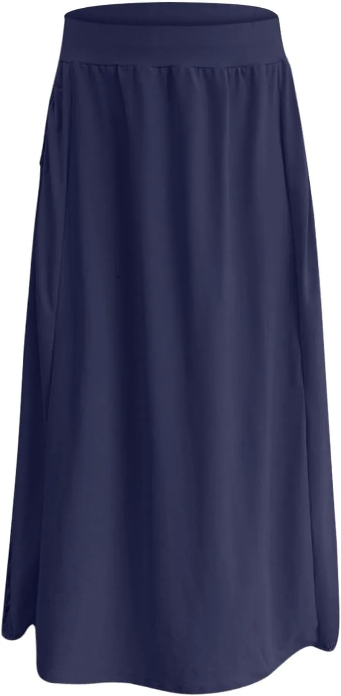 Women Summer Skirts with Pockets High Waist Casual Skirts Long Vacation Skirts Beach Boho Skirt Maxi Bubble Skirts