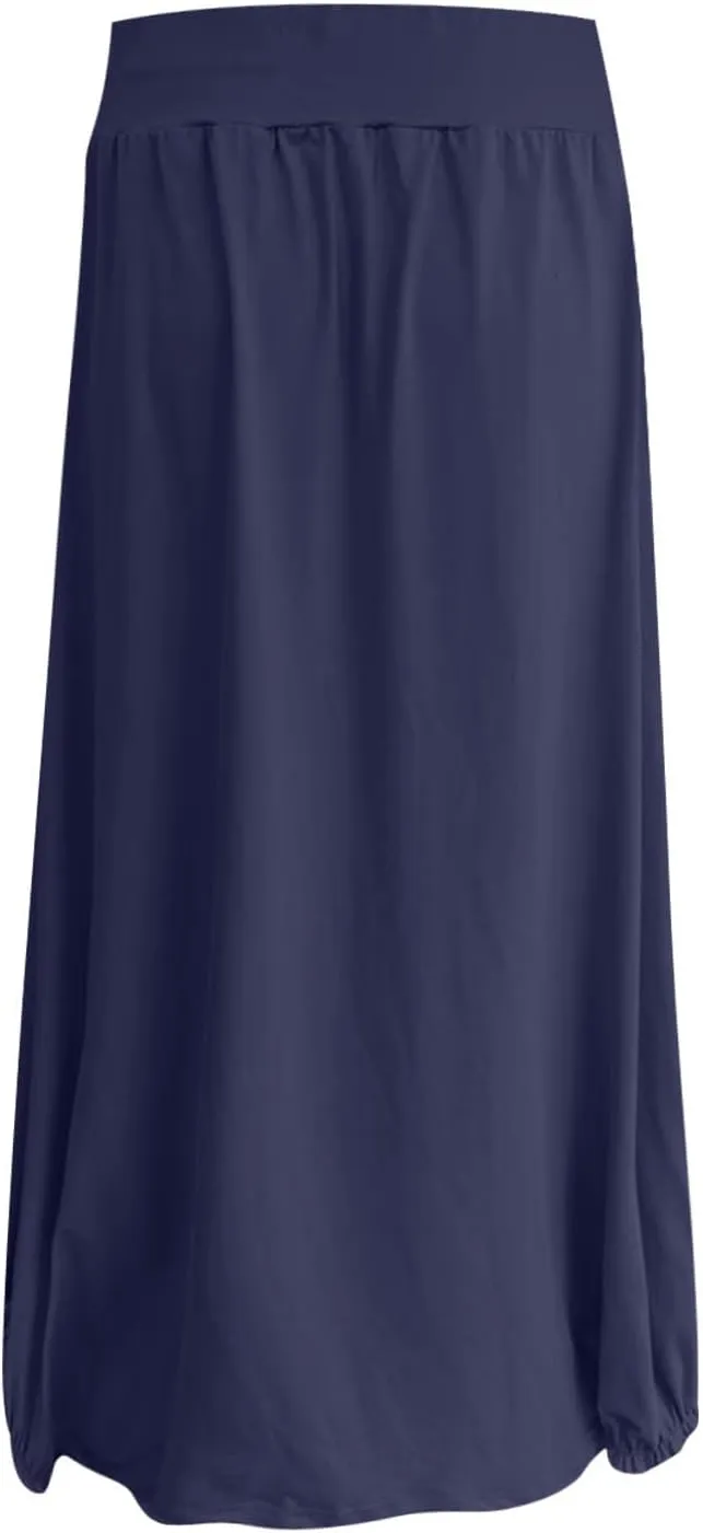 Women Summer Skirts with Pockets High Waist Casual Skirts Long Vacation Skirts Beach Boho Skirt Maxi Bubble Skirts