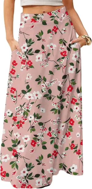 Women's 2025 Bohemian Long Floral Skirts Flowy High Waist Floral Maxi Skirt Summer Regular Trendy Skirts