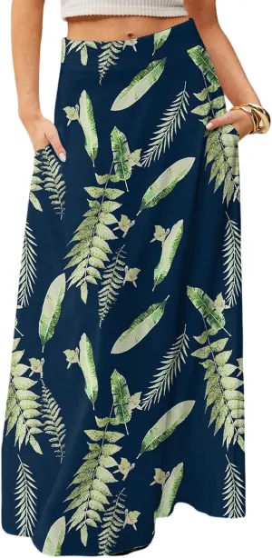 Women's 2025 Bohemian Long Floral Skirts Flowy High Waist Floral Maxi Skirt Summer Regular Trendy Skirts