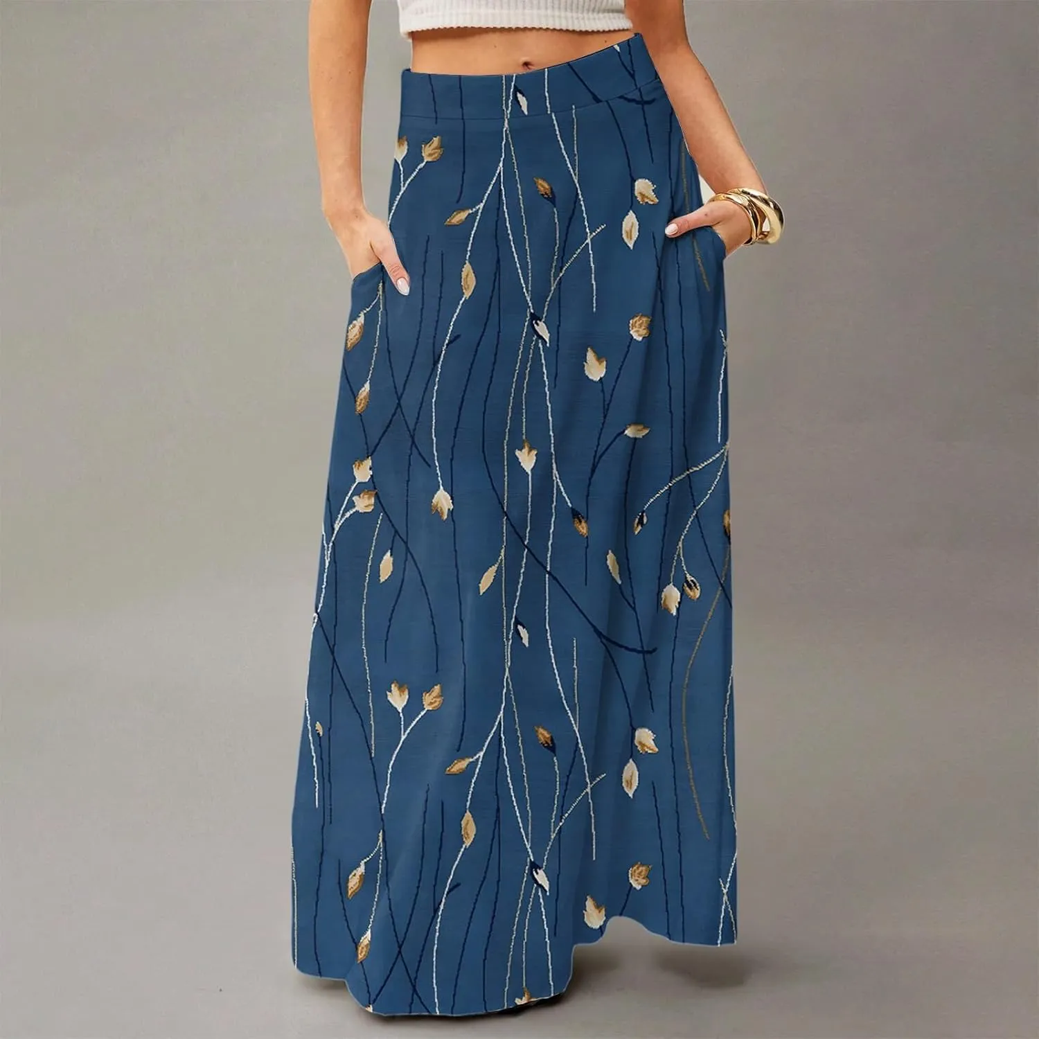 Women's 2025 Bohemian Long Floral Skirts Flowy High Waist Floral Maxi Skirt Summer Regular Trendy Skirts
