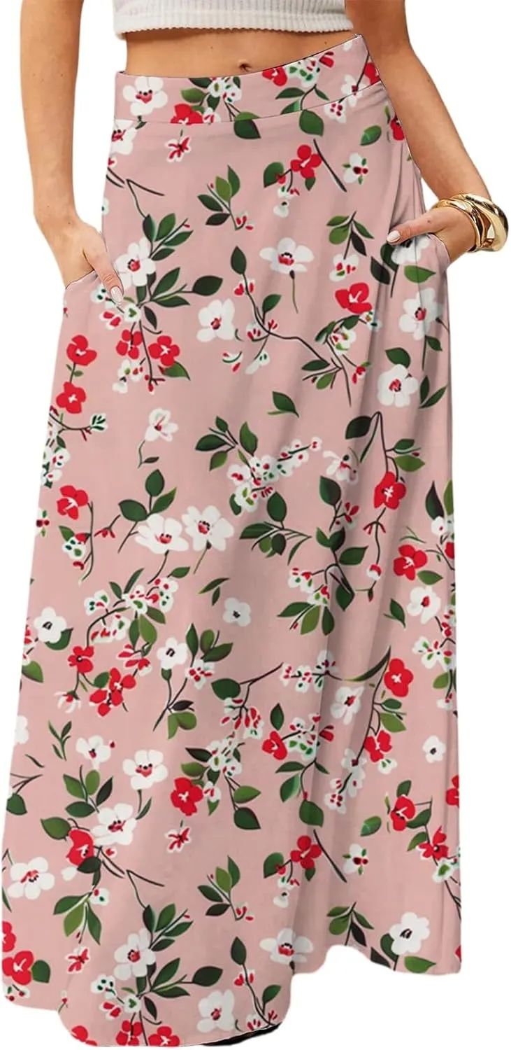 Women's 2025 Bohemian Long Floral Skirts Flowy High Waist Floral Maxi Skirt Summer Regular Trendy Skirts