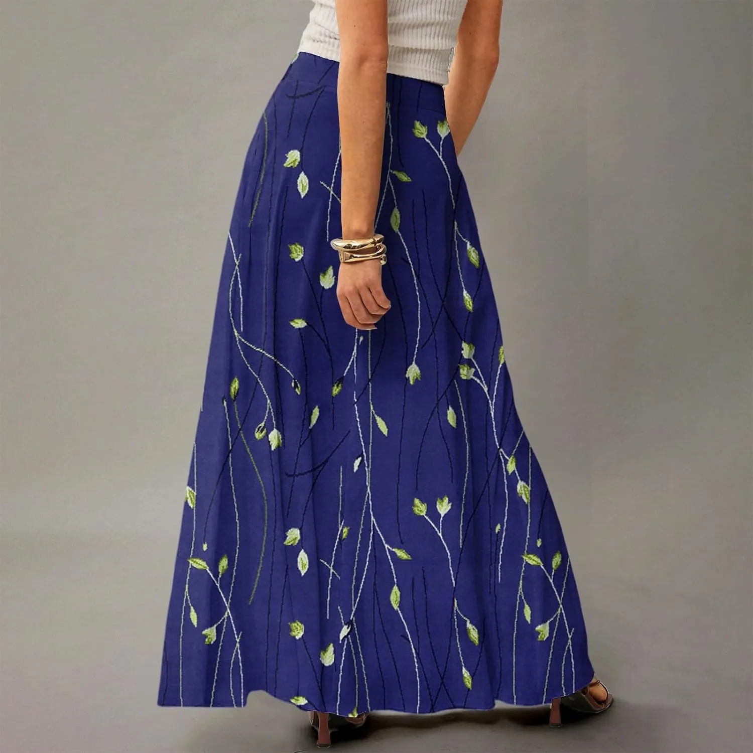 Women's 2025 Bohemian Long Floral Skirts Flowy High Waist Floral Maxi Skirt Summer Regular Trendy Skirts