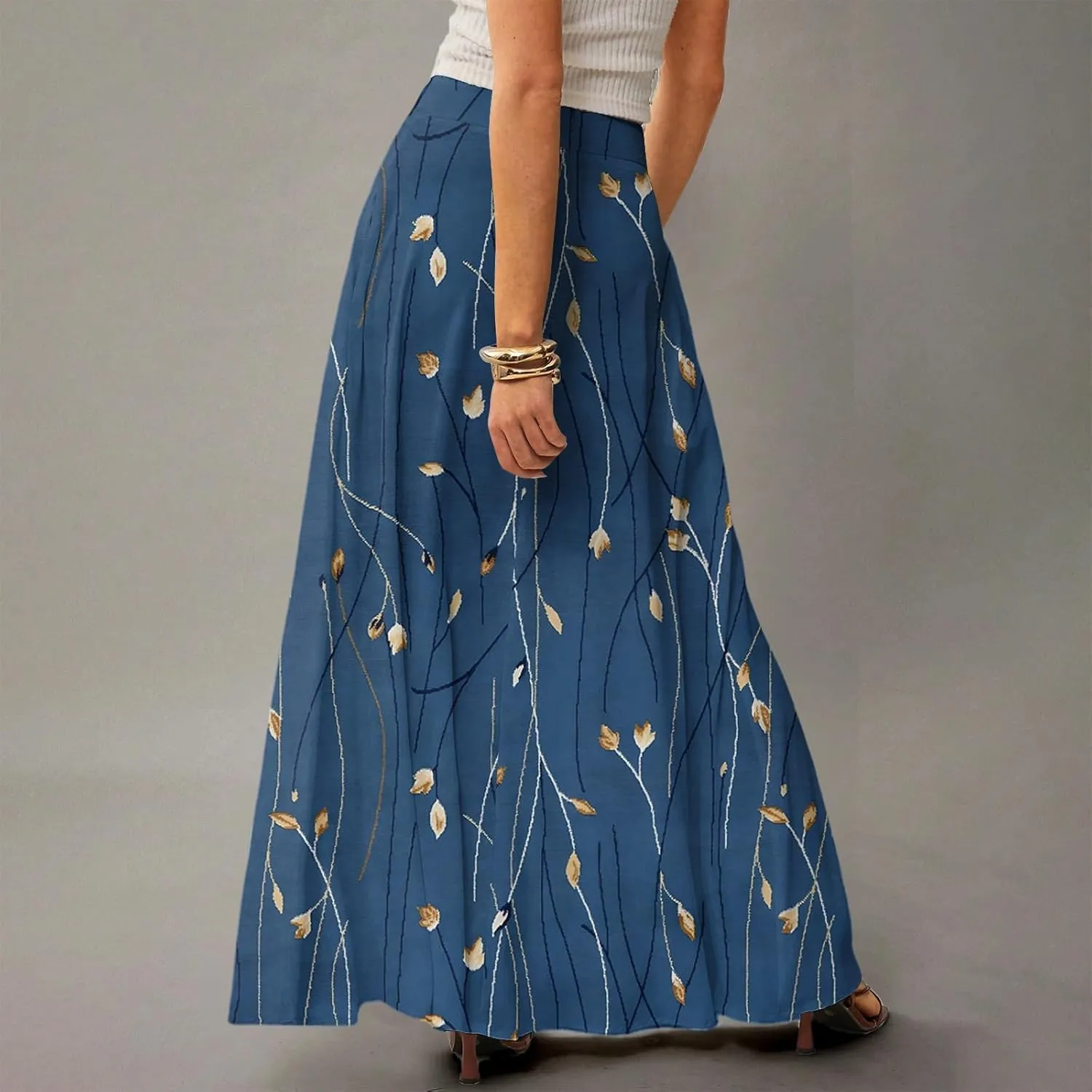 Women's 2025 Bohemian Long Floral Skirts Flowy High Waist Floral Maxi Skirt Summer Regular Trendy Skirts