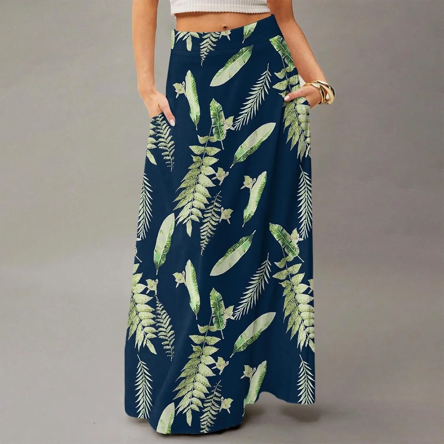 Women's 2025 Bohemian Long Floral Skirts Flowy High Waist Floral Maxi Skirt Summer Regular Trendy Skirts