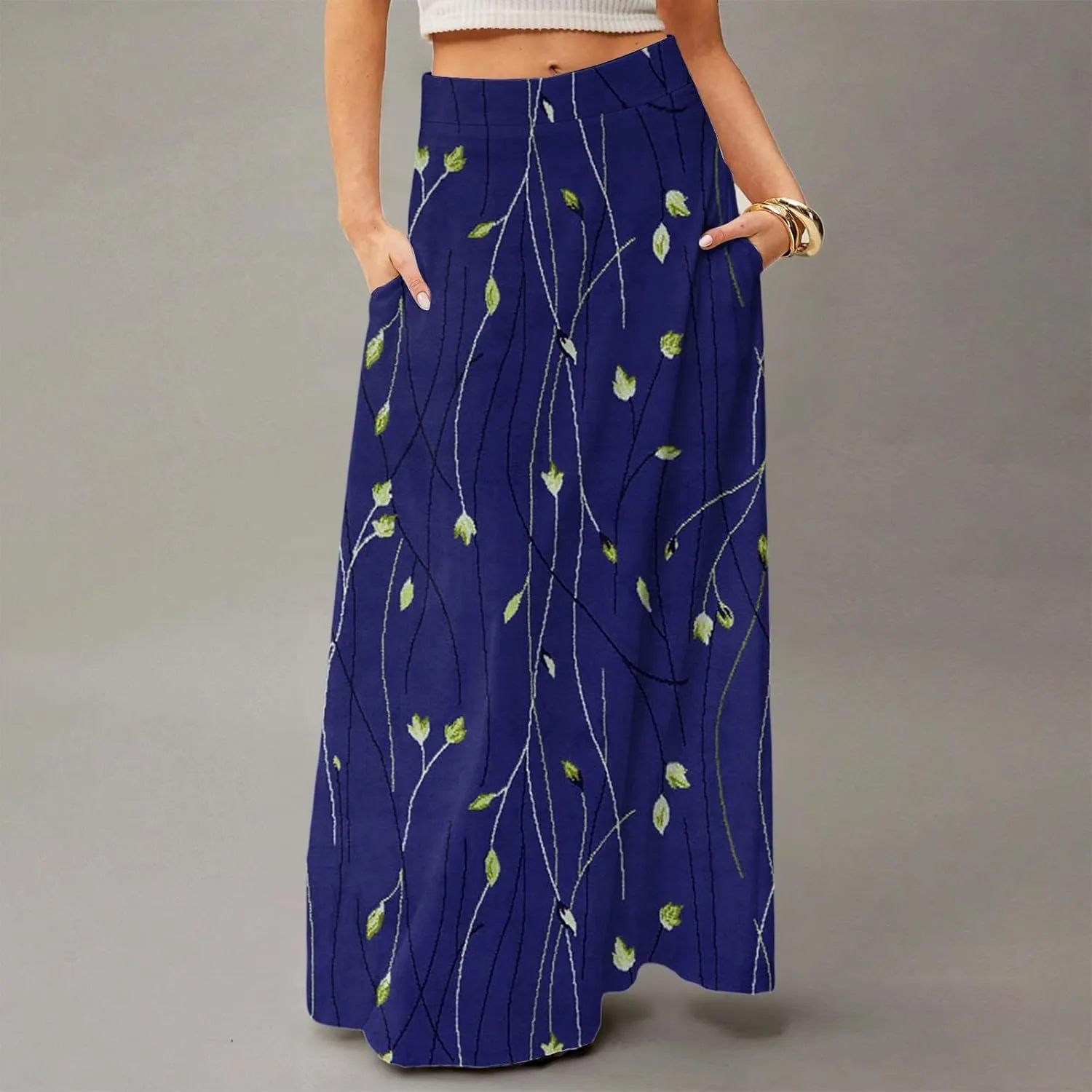 Women's 2025 Bohemian Long Floral Skirts Flowy High Waist Floral Maxi Skirt Summer Regular Trendy Skirts
