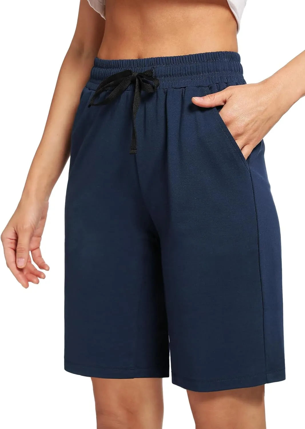 Women's Bermuda Shorts with Pockets Athletic Running Drawstring Lounge Shorts