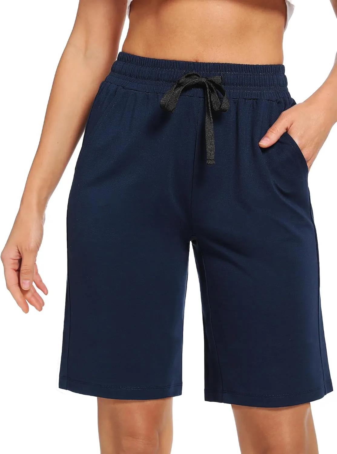 Women's Bermuda Shorts with Pockets Athletic Running Drawstring Lounge Shorts