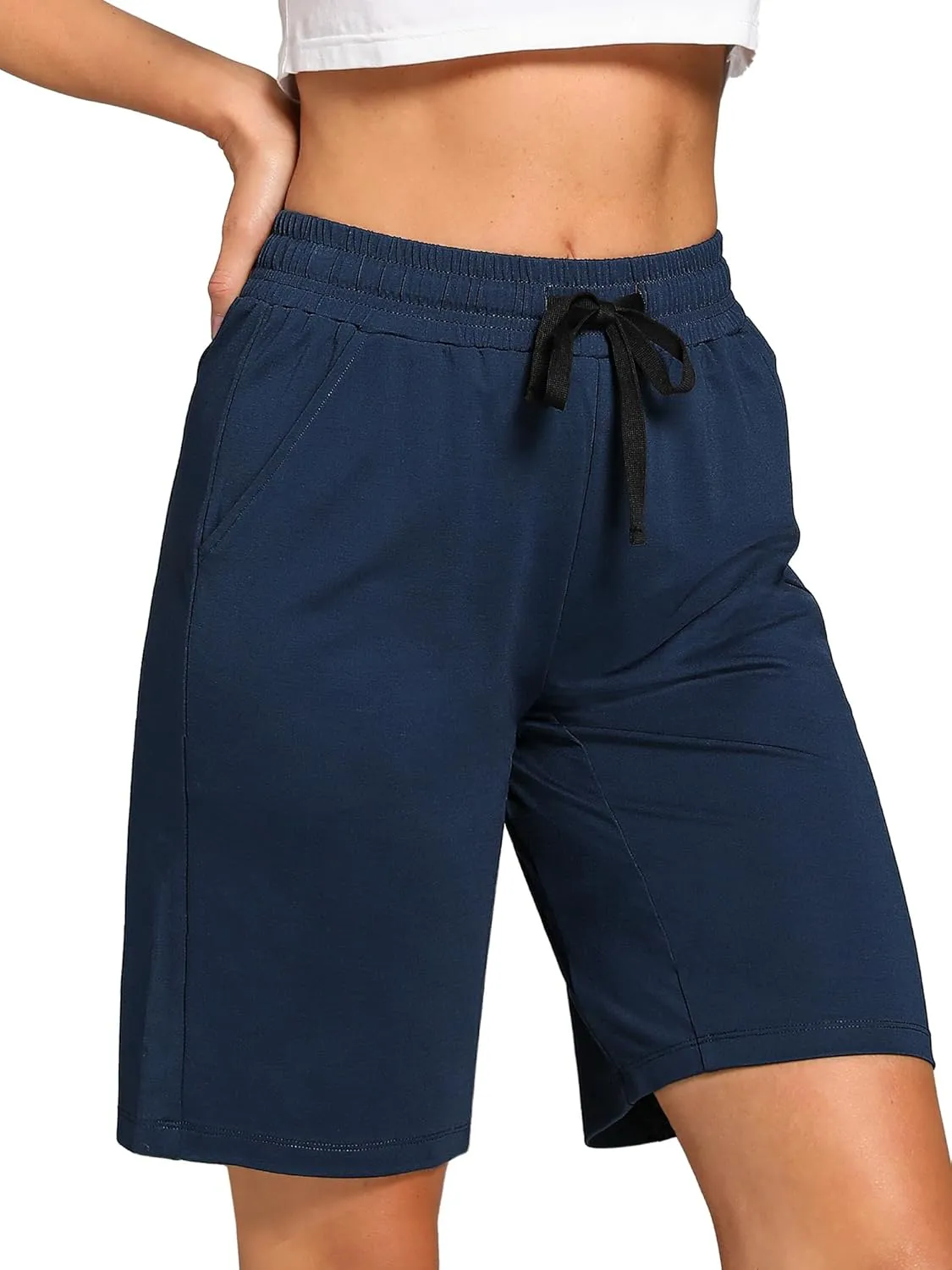 Women's Bermuda Shorts with Pockets Athletic Running Drawstring Lounge Shorts