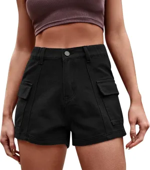 Women's Cargo Shorts Y2K Denim High Waist Shorts with Pockets Vintage Streetwear