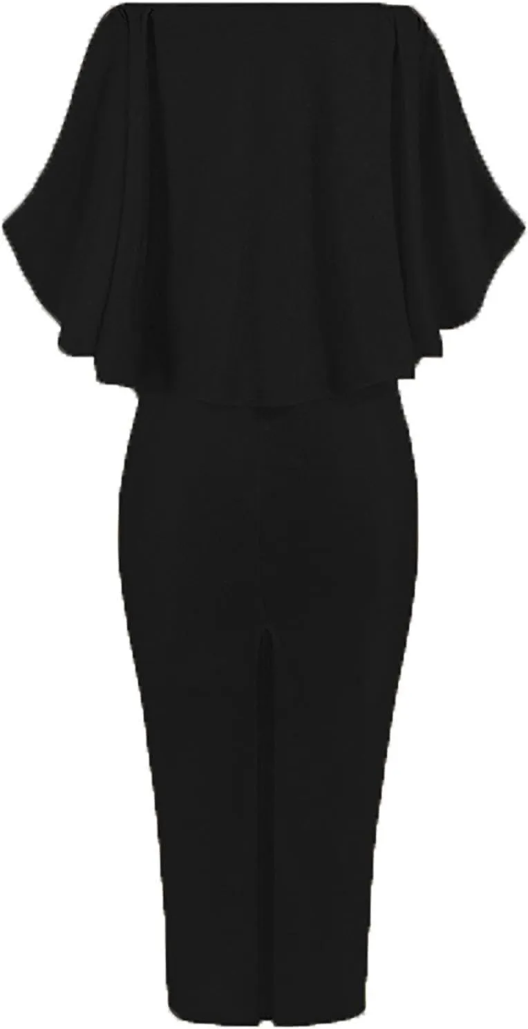Women's Cocktail Dresses Sexy Solid Color Sequins Split Wrap Dress Party Cocktail Prom Wedding Guest Dress, S-3XL
