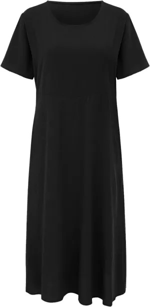 Womens Cotton Linen Dresses Summer Short Sleeve Comfy Travel Sundresses Maxi Beach Dress Vacation Clothes 2025 Plus Size