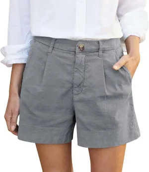 Women's Cotton Linen Shorts Summer Dressy Shorts Trendy High Waisted Bermuda Shorts Casual Comfy Wide Leg Shorts