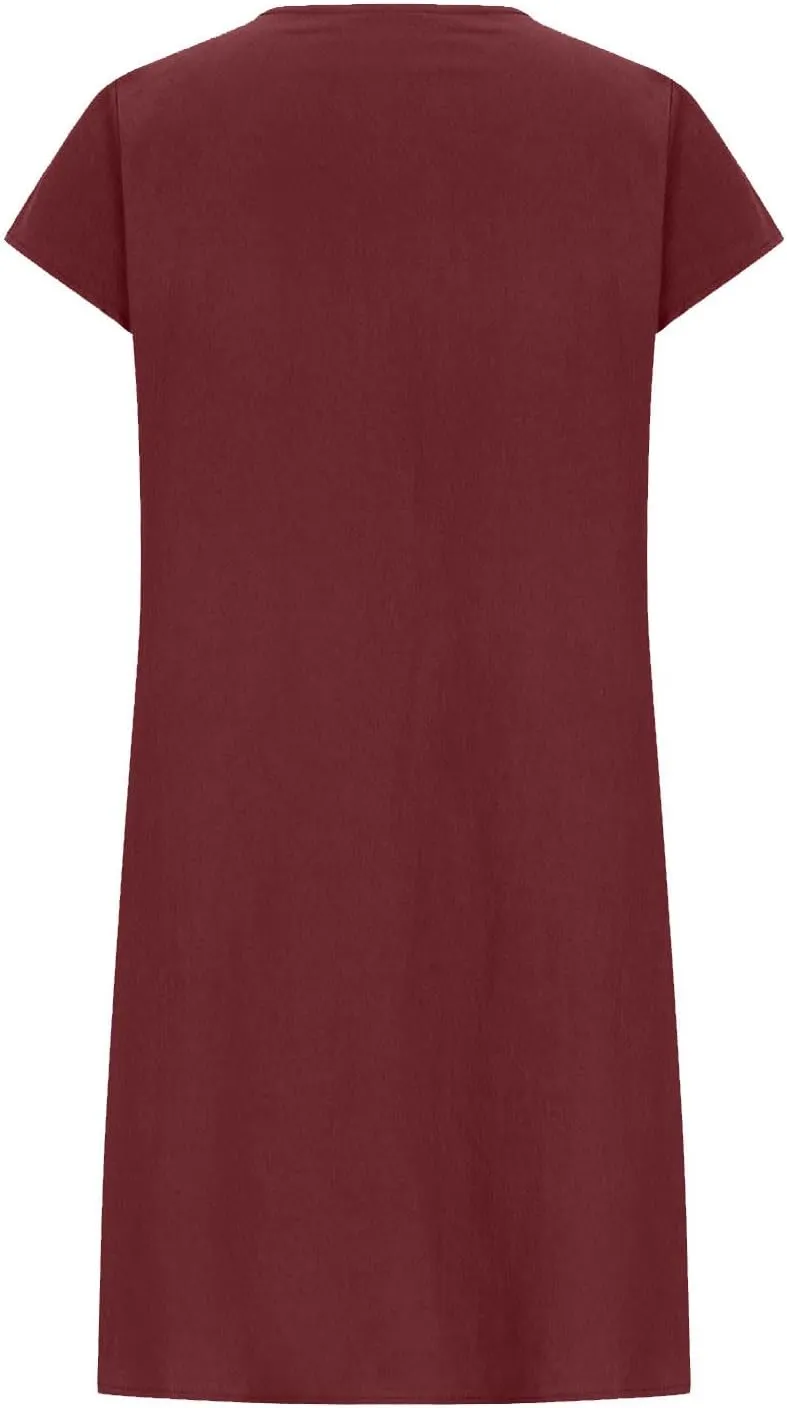 Women's Cotton Linen Summer Dresses 2024 Sleeveless Pleated Dress Casual Knee Length Dress Comfy Summer Lounge Outfits