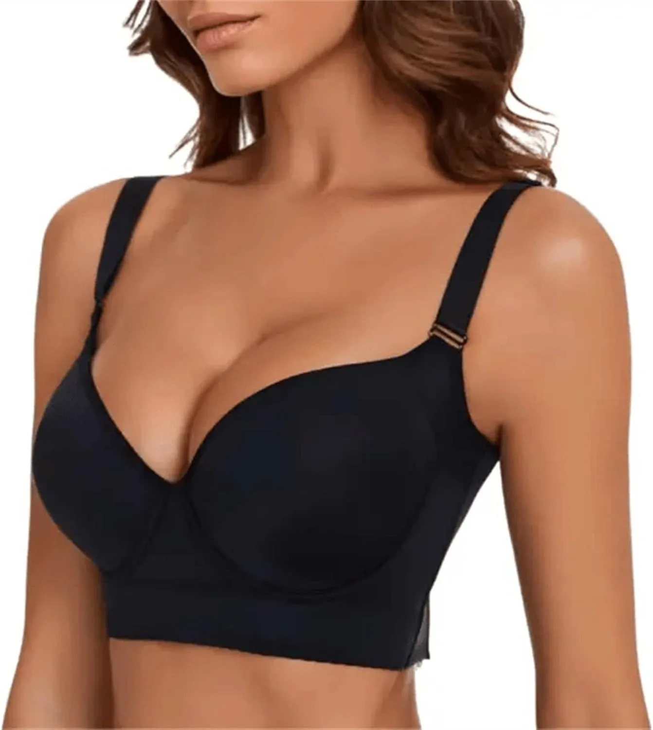 Women's Cozy Wireless Bra Push Up Seamless Bralettes Soft V Neck Brassiere V Neck Cami Bando Bra for Women
