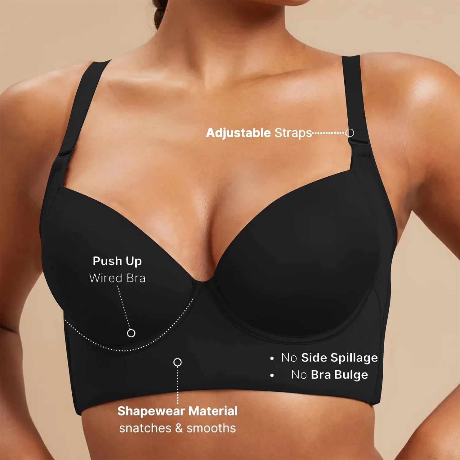 Women's Cozy Wireless Bra Push Up Seamless Bralettes Soft V Neck Brassiere V Neck Cami Bando Bra for Women