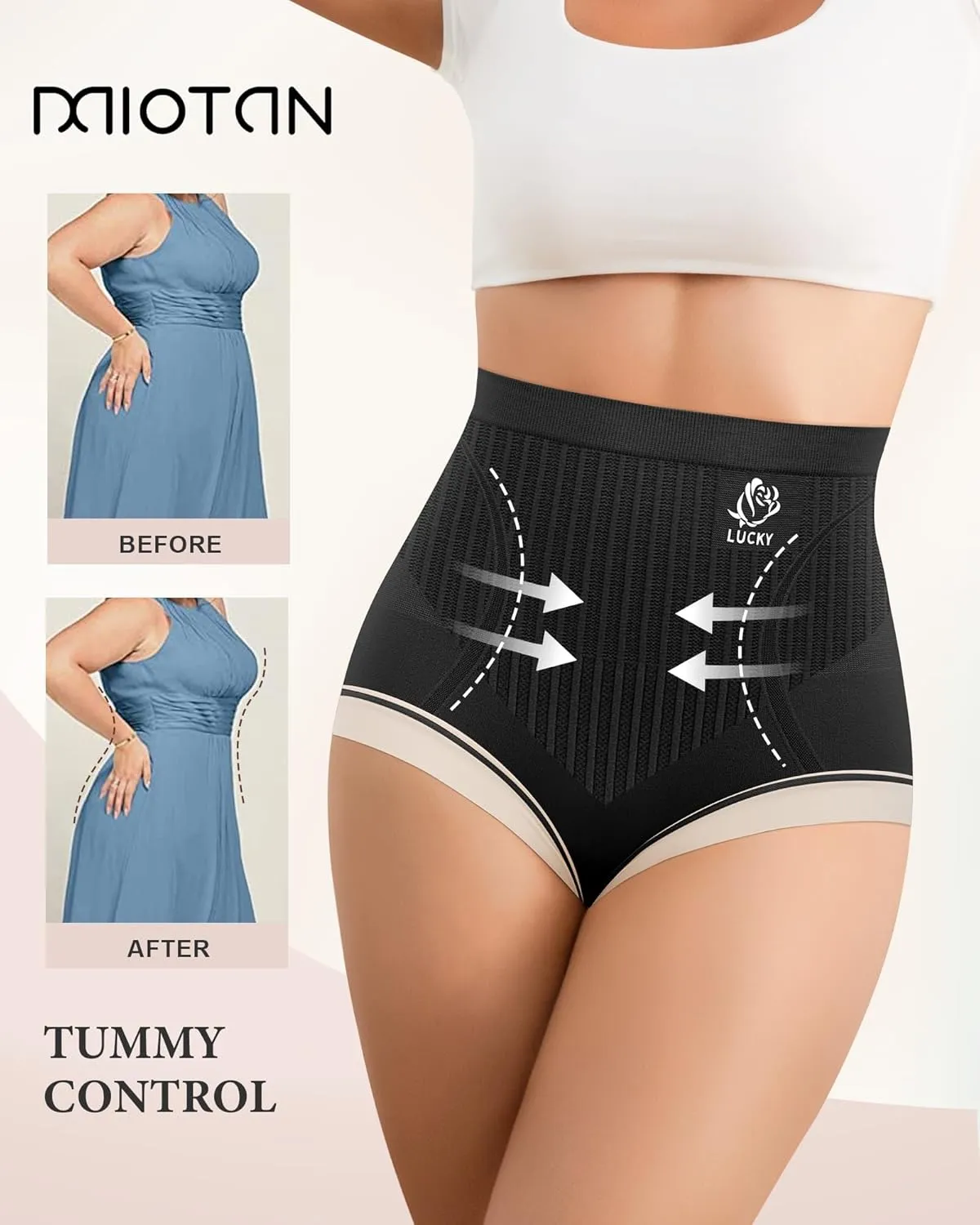 Women's High Waisted Underwear Tummy Control Ladies Panties Postpartum Briefs Breathable Full Coverage 4 Pack