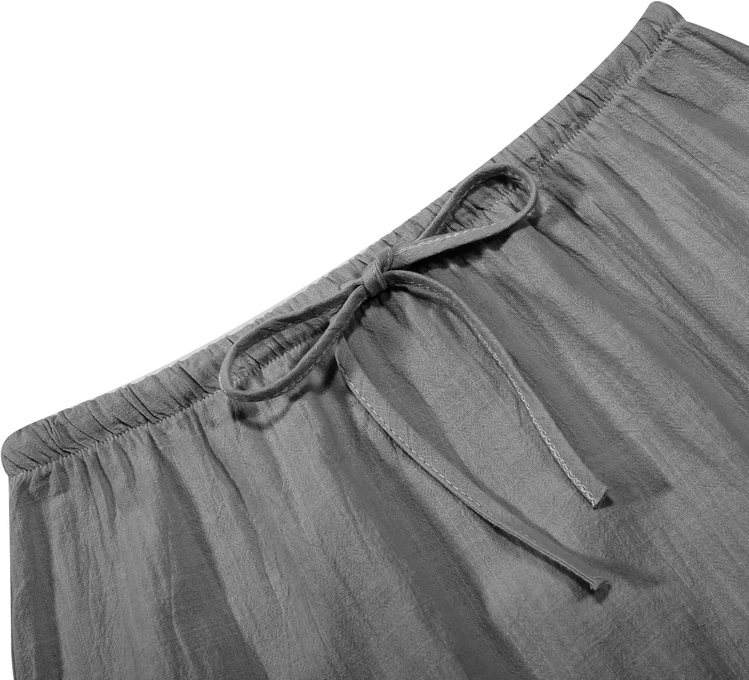 Women's Linen Maxi Skirts Summer Comfy Low Rise Drawstring Waist A Line Beach Vacation Boho Long Flowy Skirts
