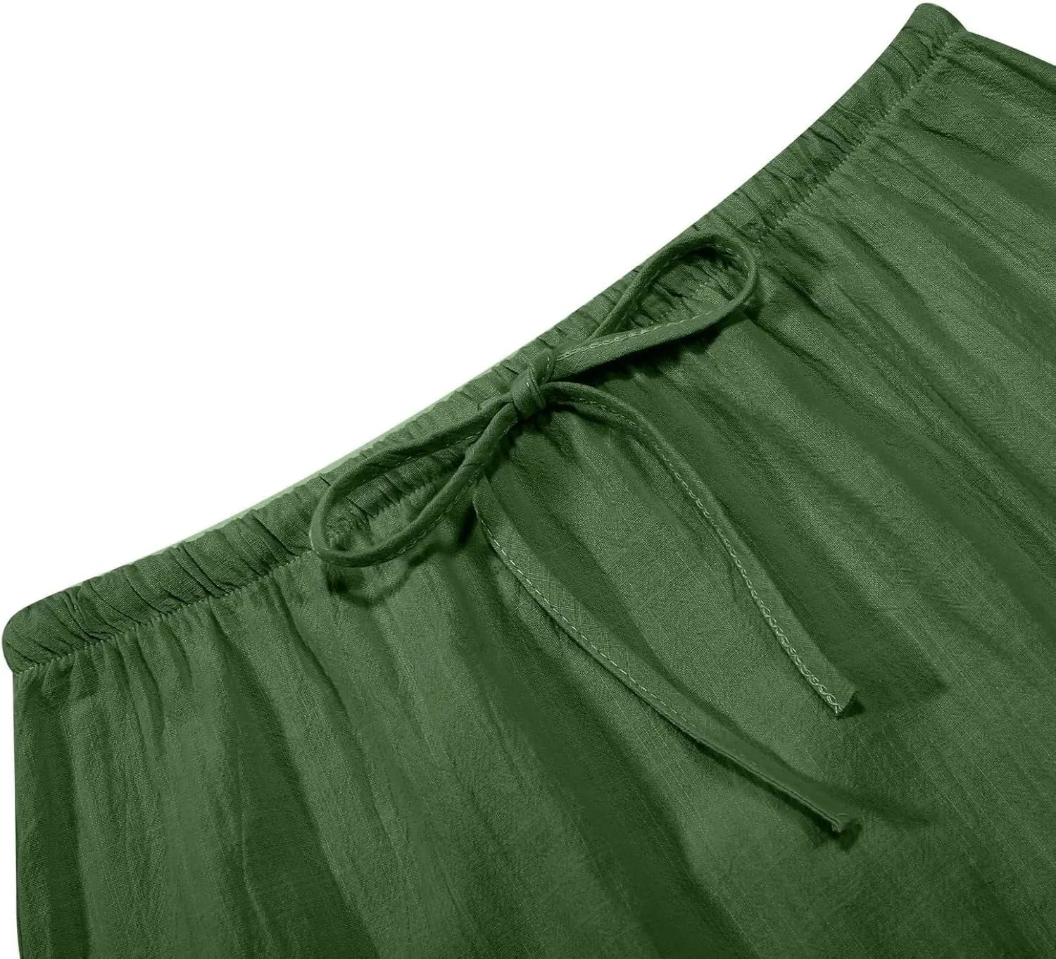 Women's Linen Maxi Skirts Summer Comfy Low Rise Drawstring Waist A Line Beach Vacation Boho Long Flowy Skirts