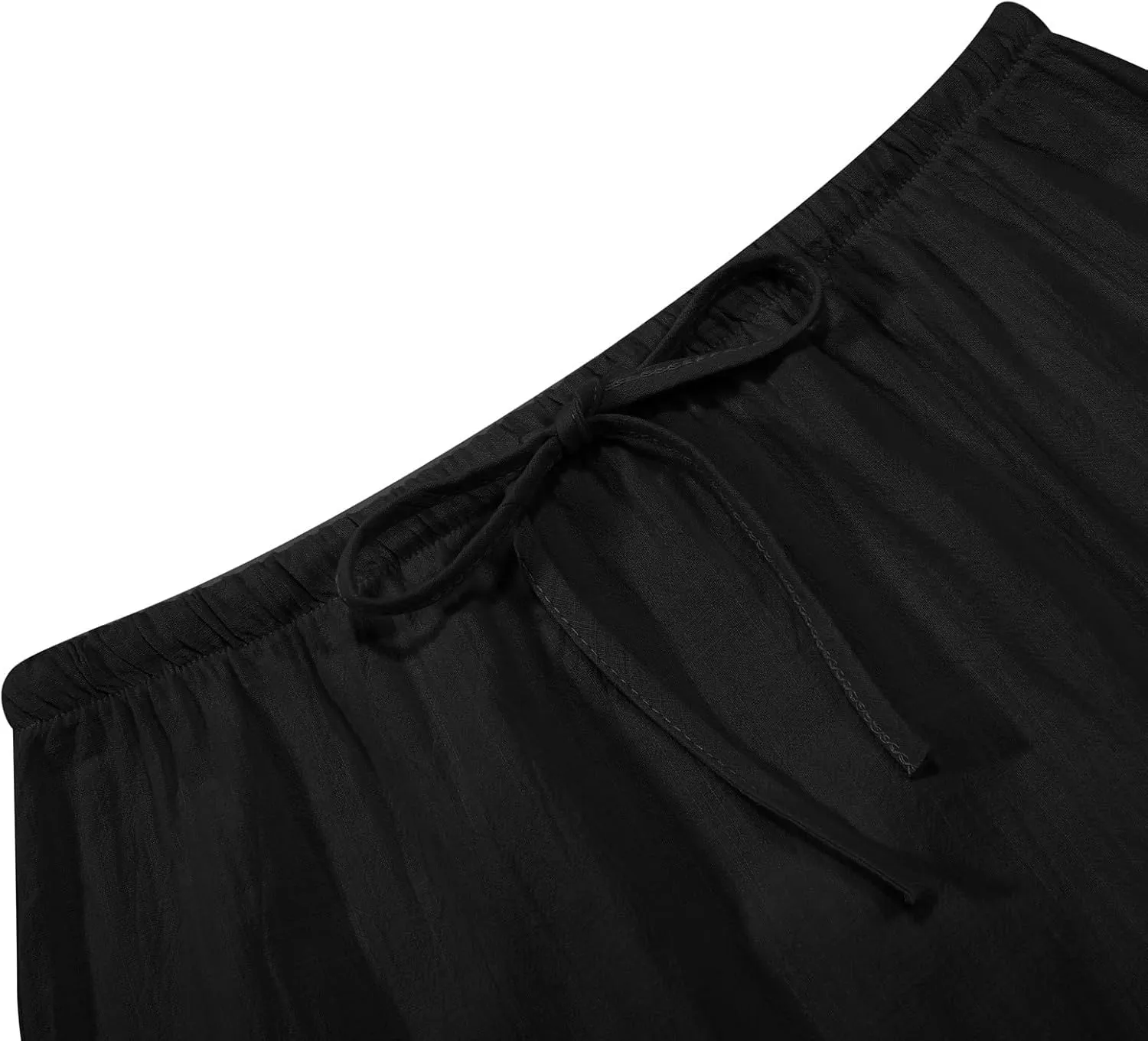 Women's Linen Maxi Skirts Summer Comfy Low Rise Drawstring Waist A Line Beach Vacation Boho Long Flowy Skirts