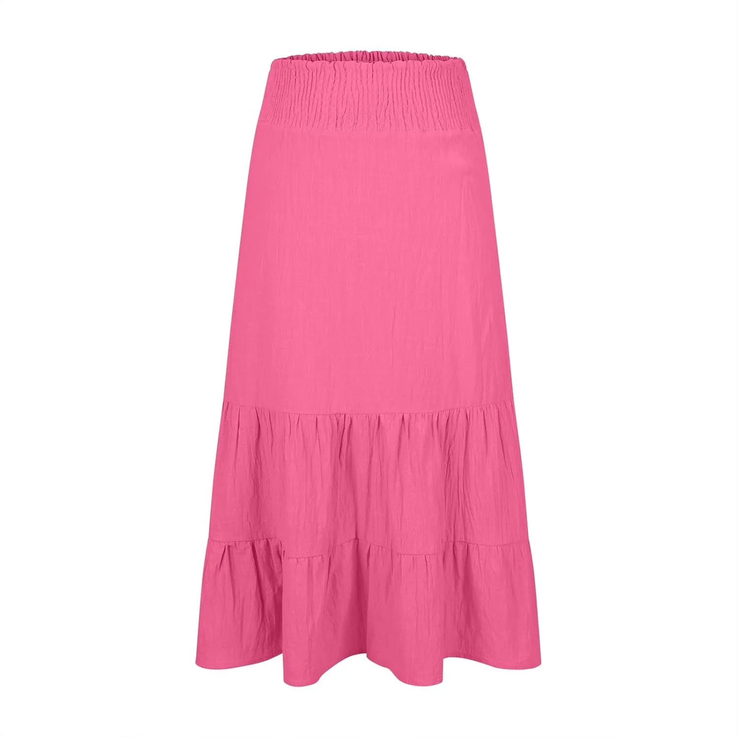 Women's Long Skirts A Line Summer Maxi Skirts High Waisted Tiered Boho Flowy Skirts Beach Vacation Casual Skirts