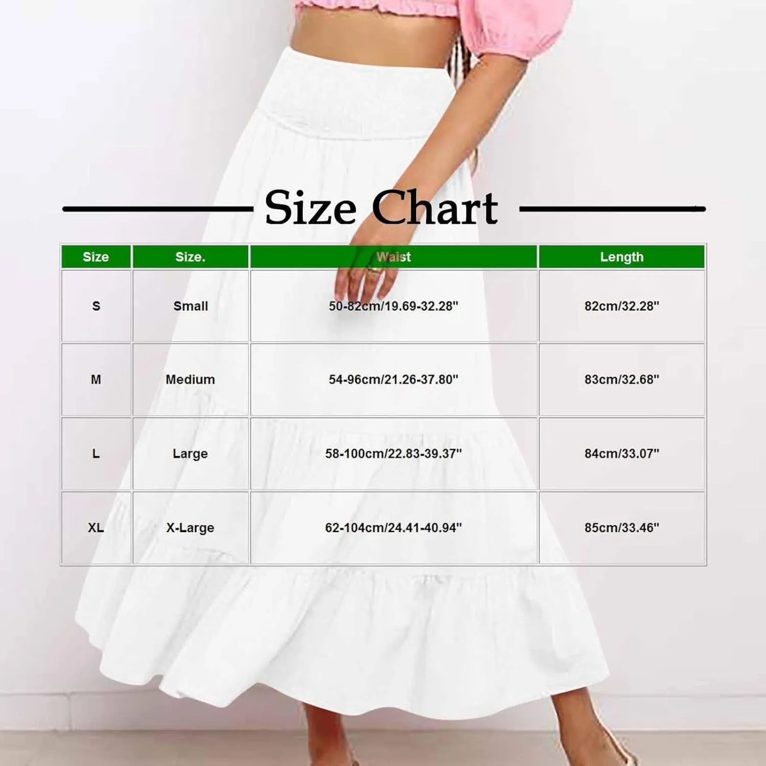 Women's Long Skirts A Line Summer Maxi Skirts High Waisted Tiered Boho Flowy Skirts Beach Vacation Casual Skirts
