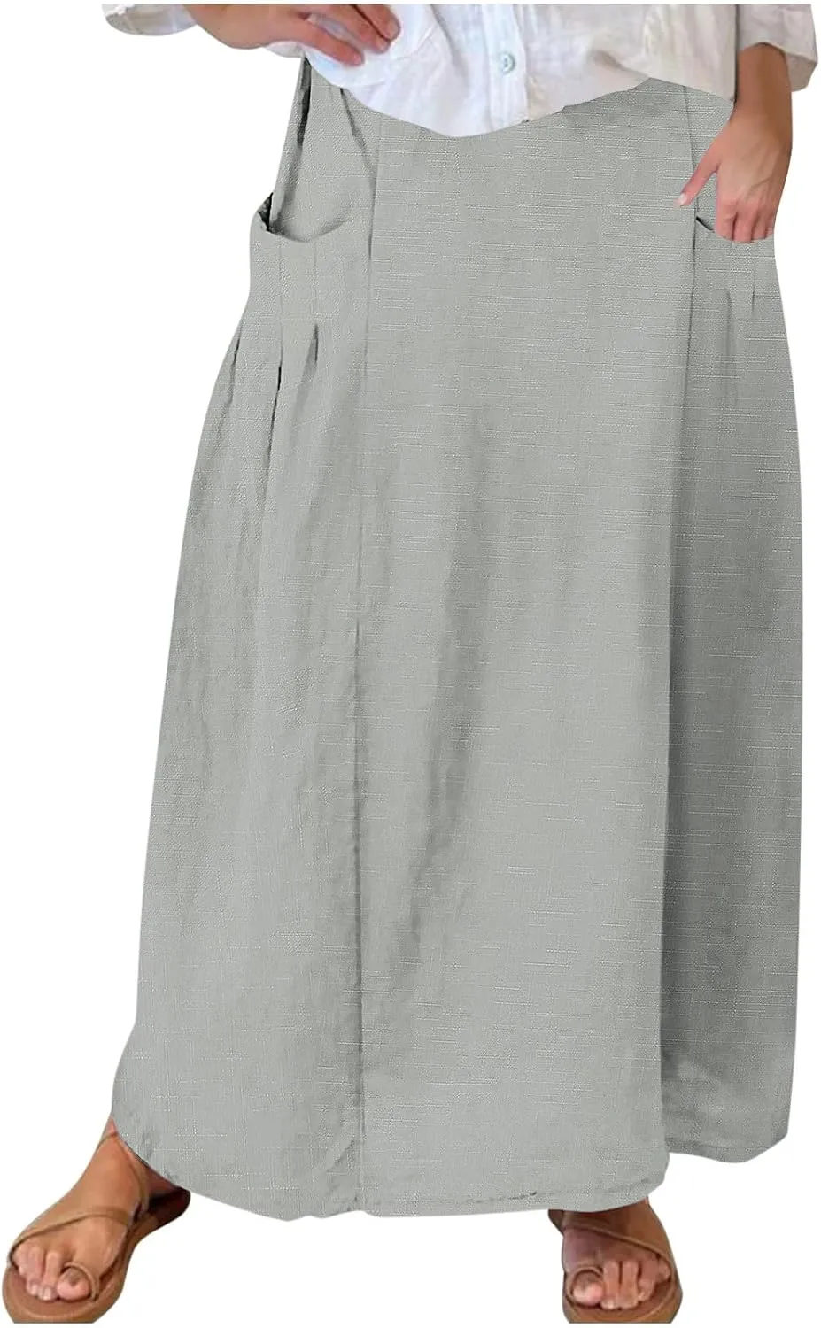 Women's Long Summer Skirts A Line Boho Skirts with Pockets Plus Size Maxi Skirts High Waisted Comfy Beach Skirts
