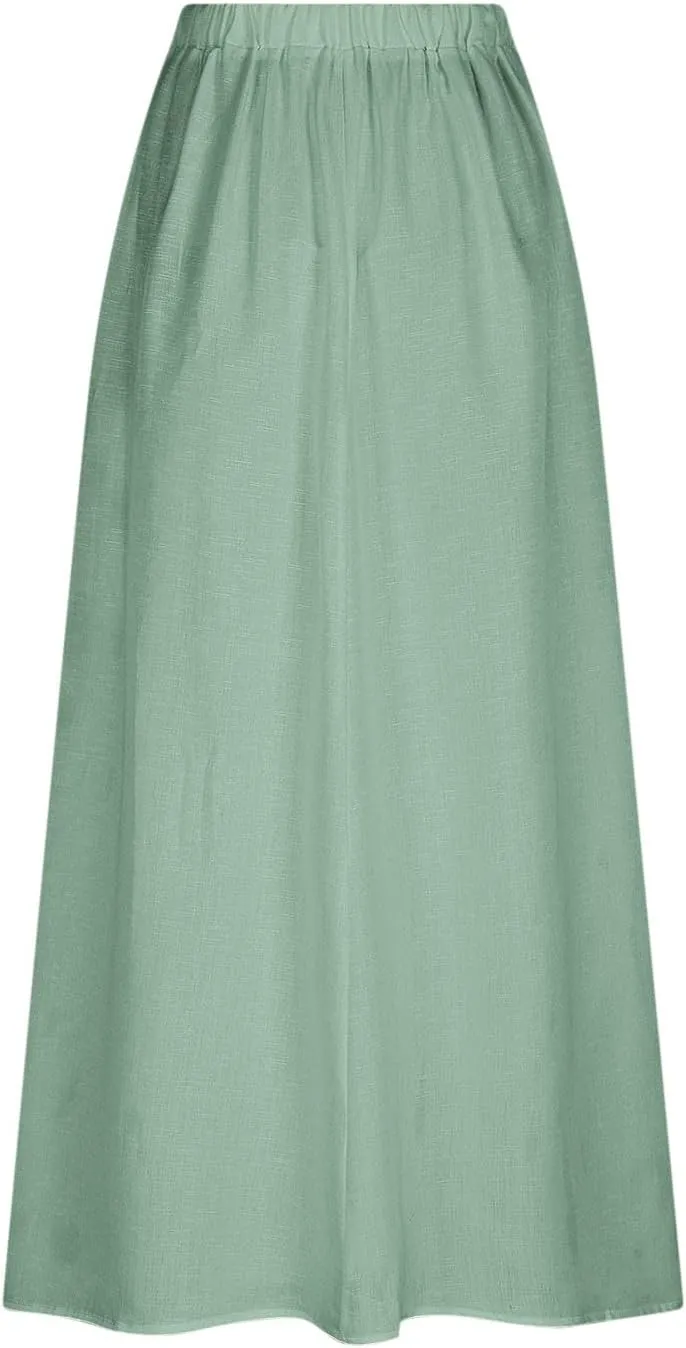 Women's Long Summer Skirts A Line Boho Skirts with Pockets Plus Size Maxi Skirts High Waisted Comfy Beach Skirts
