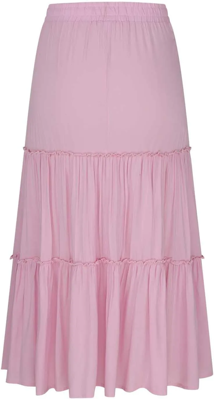 Women's Long Summer Skirts Comfy Tiered Flowy Maxi Skirts High Waisted Tiered Casual Skirts for Beach Vacation