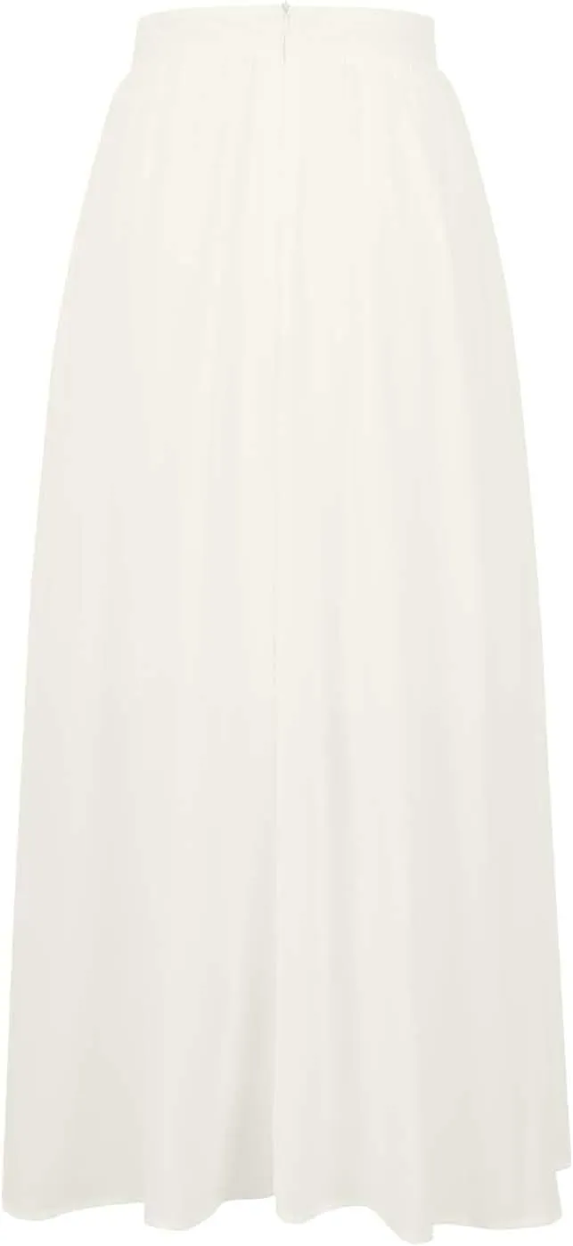 Women's Long Summer Skirts Pleated A Line Maxi Skirts with Pockets Casual Flowy Skirts for Vacation Swing Boho Skirts