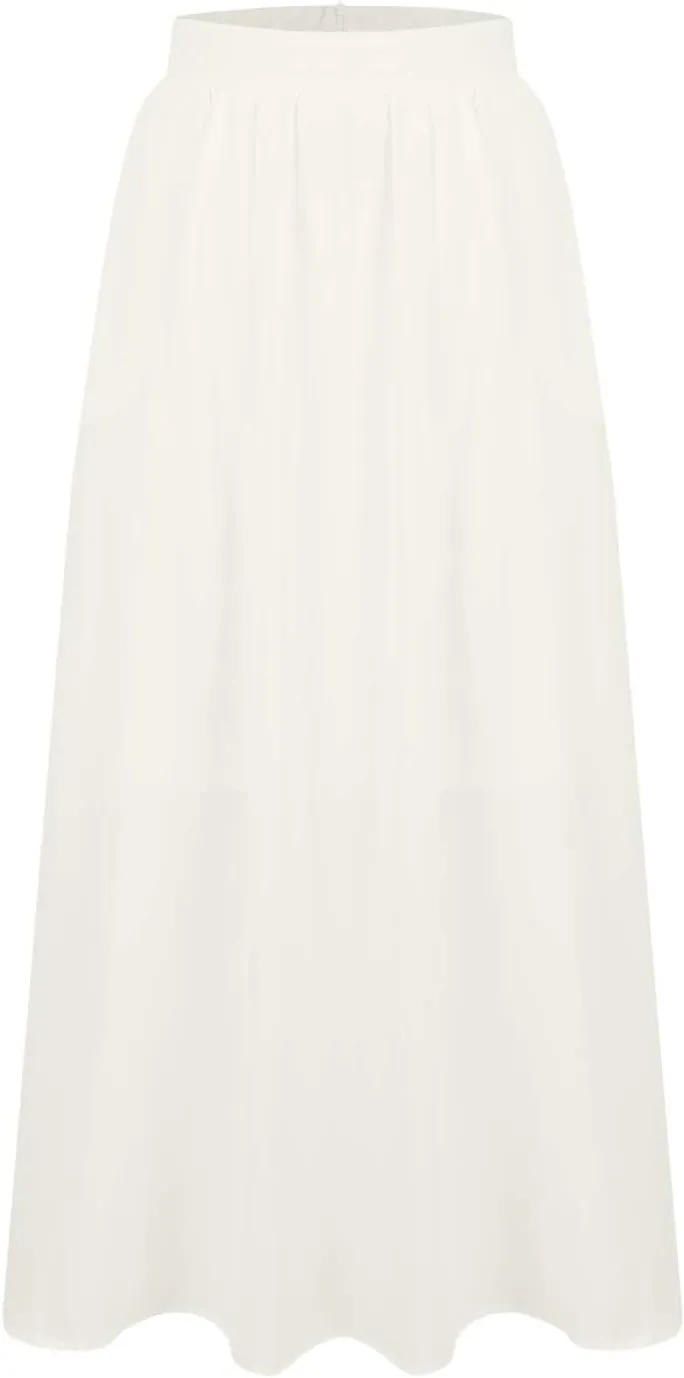 Women's Long Summer Skirts Pleated A Line Maxi Skirts with Pockets Casual Flowy Skirts for Vacation Swing Boho Skirts