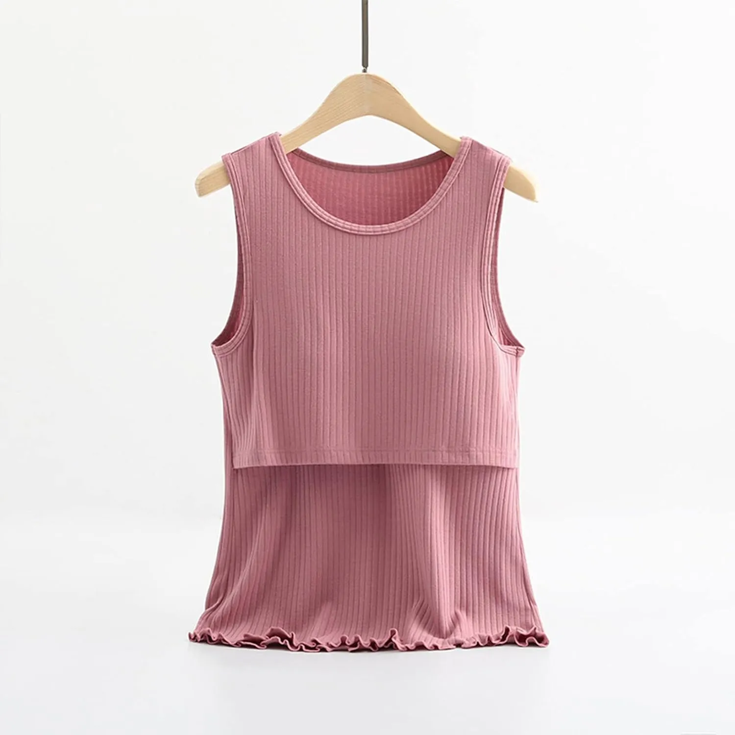 Womens Maternity Summer Sleeveless Ribbed Printed Tank Tops Pregnancy Vest For Breastfeeding With Breast Pads