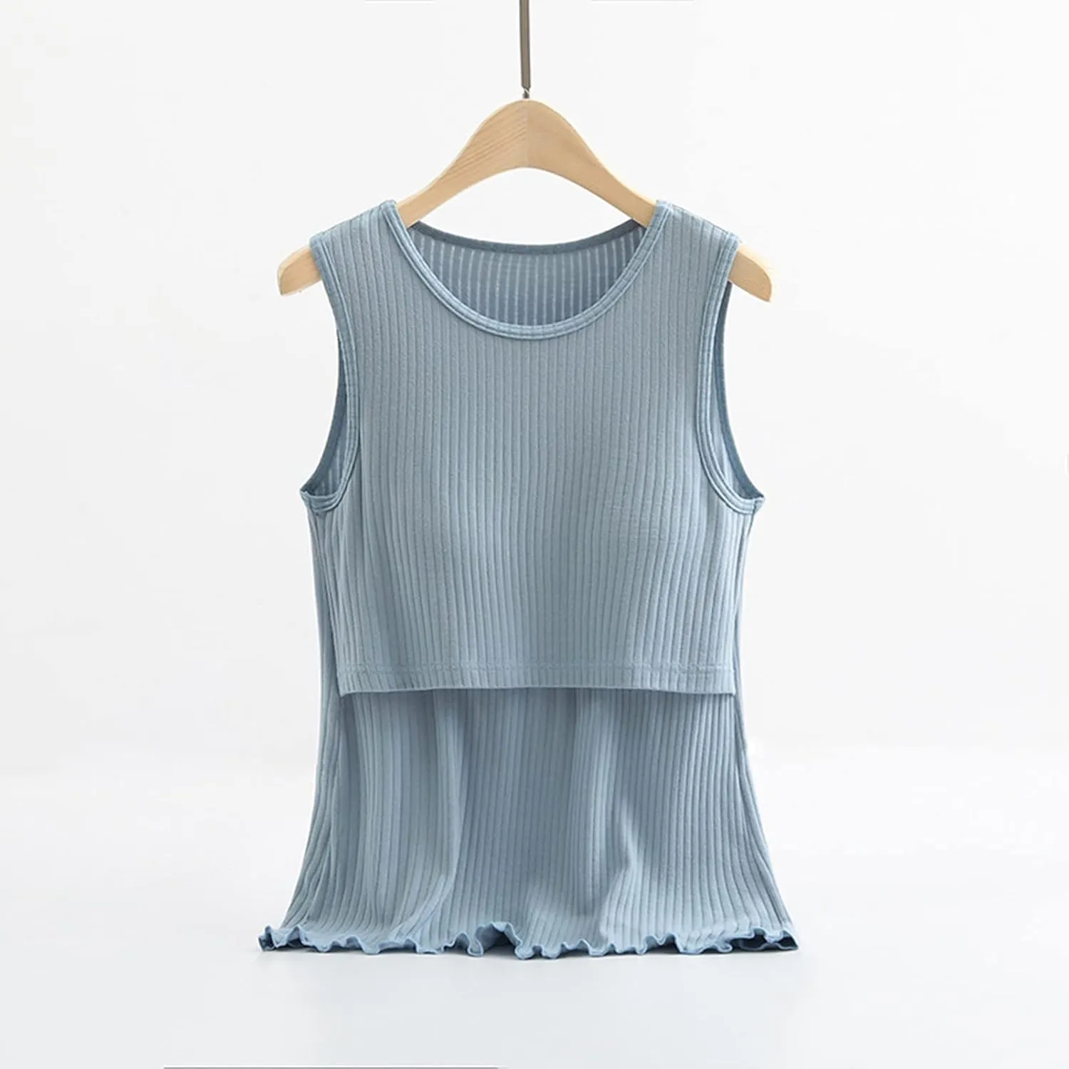 Womens Maternity Summer Sleeveless Ribbed Printed Tank Tops Pregnancy Vest For Breastfeeding With Breast Pads