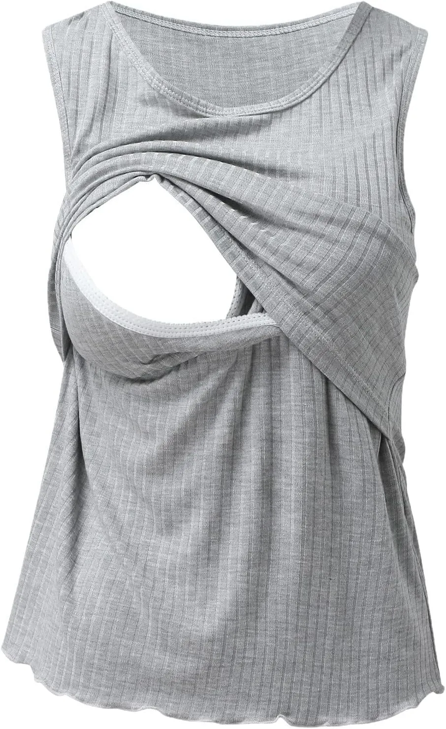 Womens Maternity Summer Sleeveless Ribbed Printed Tank Tops Pregnancy Vest For Breastfeeding With Breast Pads