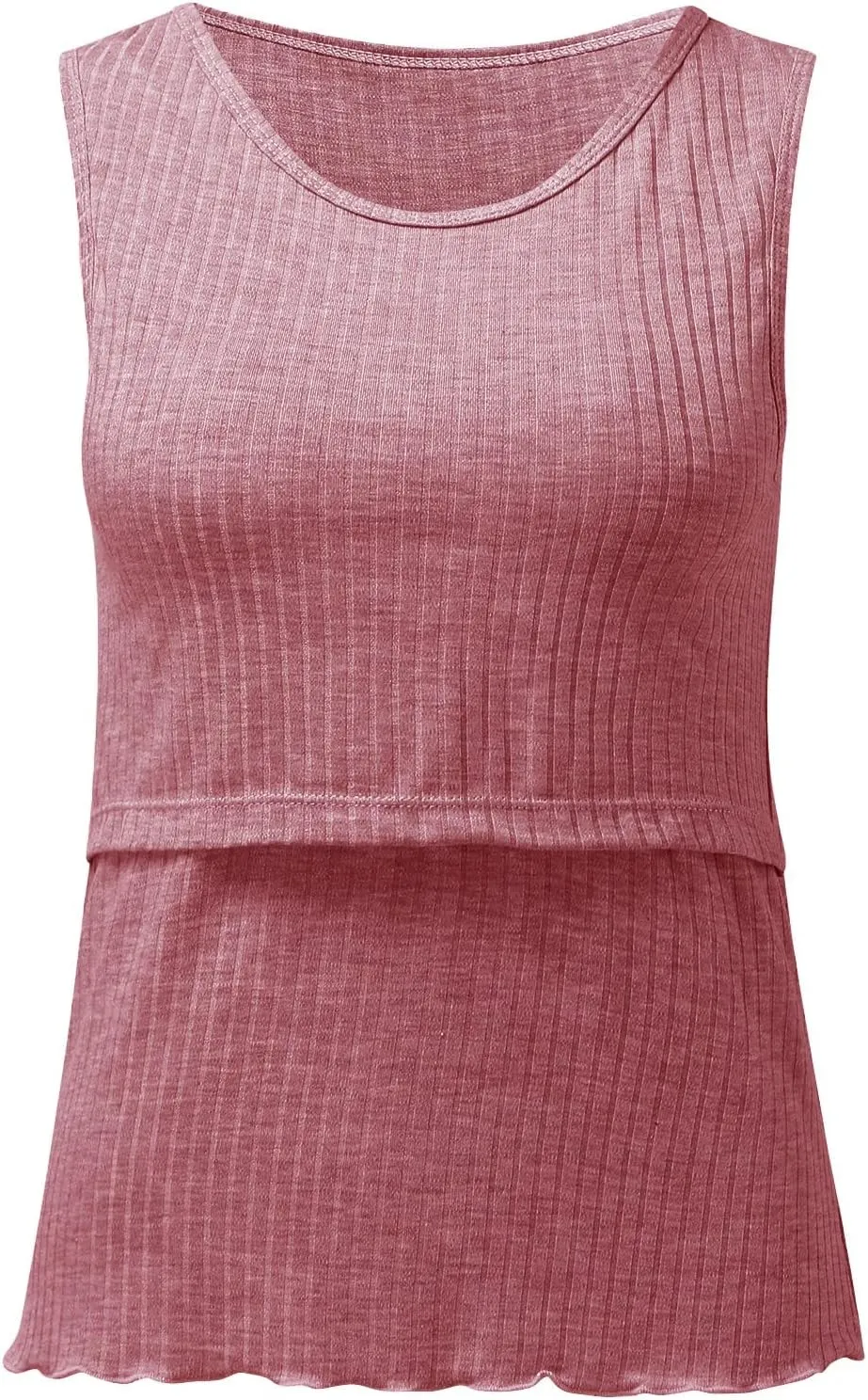 Womens Maternity Summer Sleeveless Ribbed Printed Tank Tops Pregnancy Vest For Breastfeeding With Breast Pads