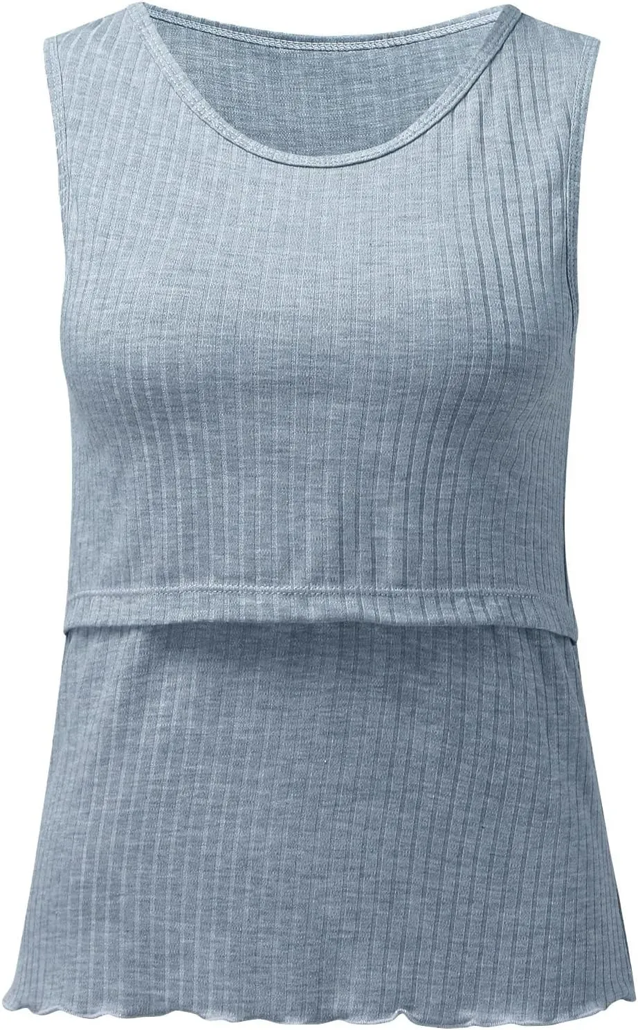Womens Maternity Summer Sleeveless Ribbed Printed Tank Tops Pregnancy Vest For Breastfeeding With Breast Pads
