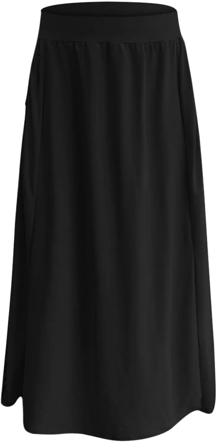Women's Maxi Boho Skirts High Waisted Baggy Summer Skirts with Pockets Comfy Flowy Beach Skirts A Line Long Skirts