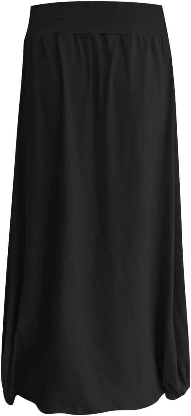 Women's Maxi Boho Skirts High Waisted Baggy Summer Skirts with Pockets Comfy Flowy Beach Skirts A Line Long Skirts