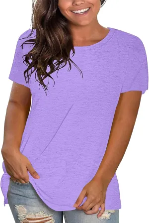 Womens Oversized V Neck Tshirts Rolled Short Sleeve Summer Casual Basic Tunic Tops Loose Fit Tee Shirts