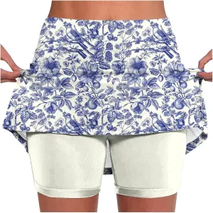 Womens Pleated High Cut 2 Piece Skirts Sets Skirts Shorts Sets for Women Workout Gym Yoga Tennis Matching Skirts