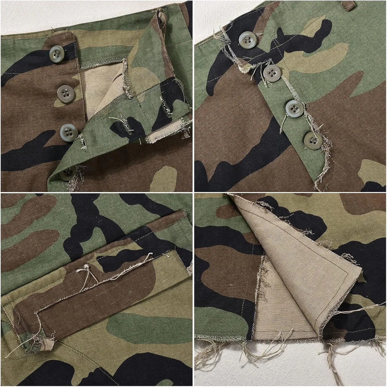 Women's Sexy Mini Skirts Camo Cargo Distressed Ripped Short Length Casual Skirt
