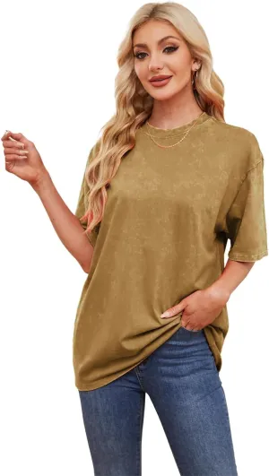 Womens Short Sleeve T-Shirts 100% Cotton Loose Fit