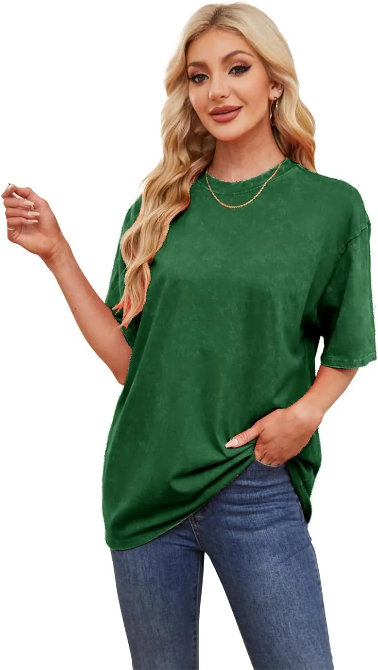 Womens Short Sleeve T-Shirts 100% Cotton Loose Fit