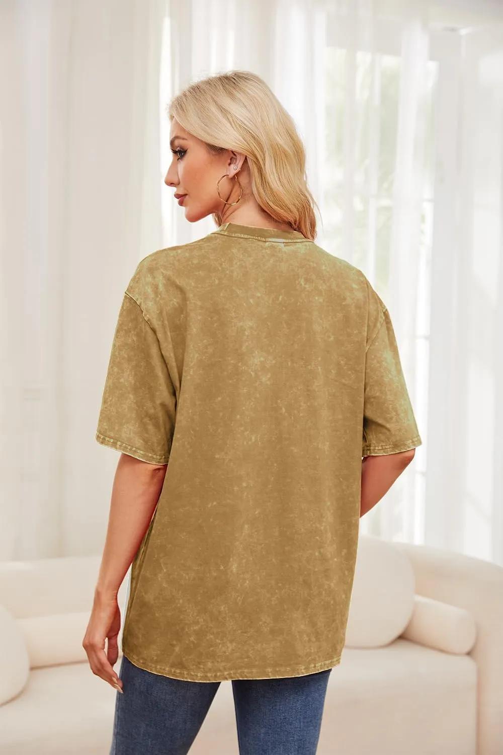 Womens Short Sleeve T-Shirts 100% Cotton Loose Fit