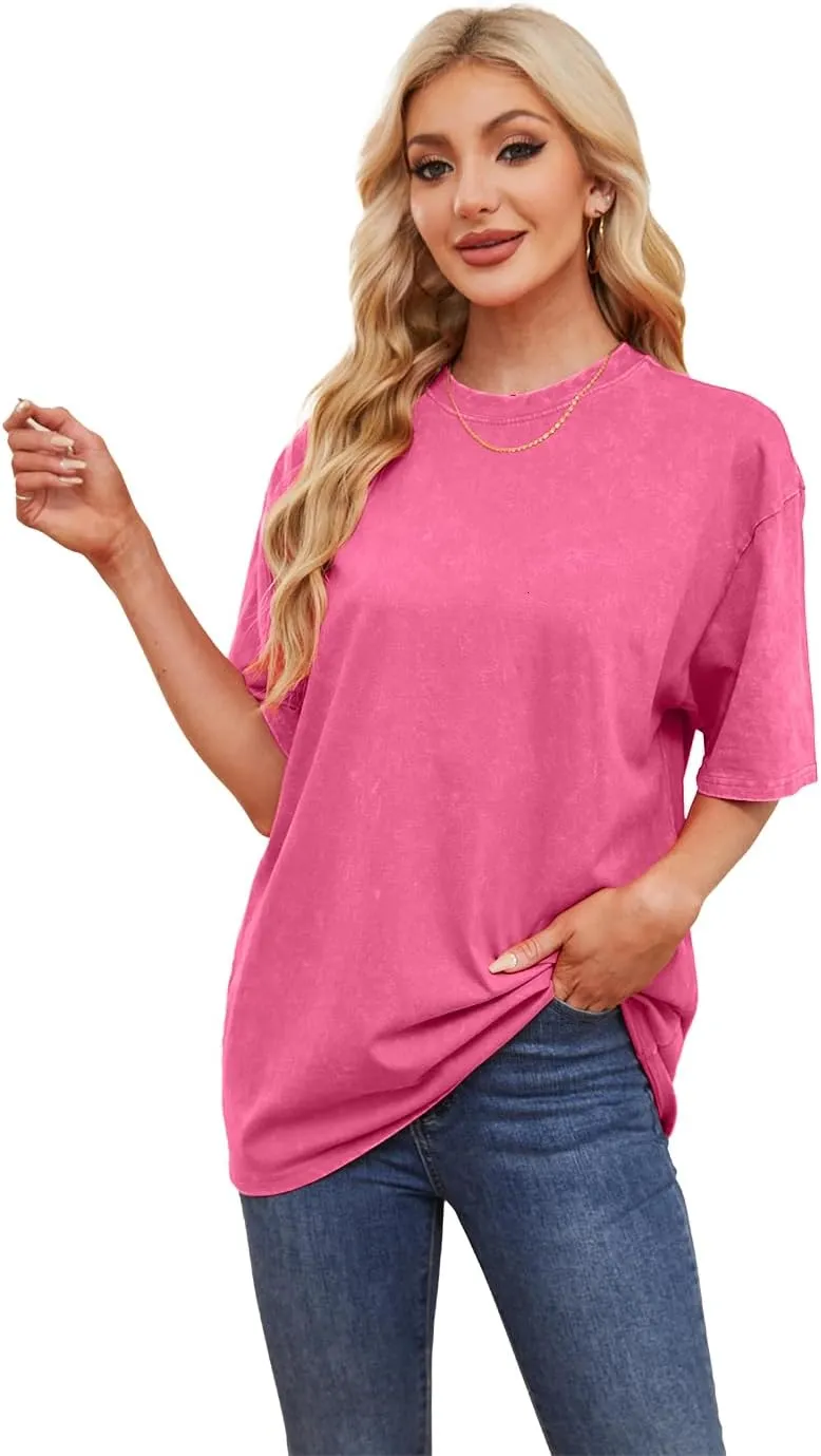Womens Short Sleeve T-Shirts 100% Cotton Loose Fit